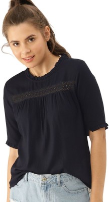 METRONAUT Casual Solid Women Black Top