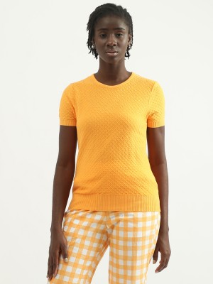 United Colors of Benetton Casual Self Design Women Orange Top
