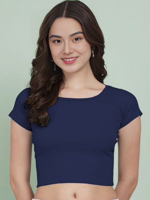 NAVYANKAA Casual Self Design Women Dark Blue Top