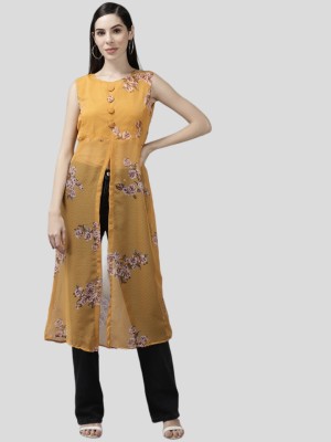 MUHURATAM Casual Printed Women Yellow Top