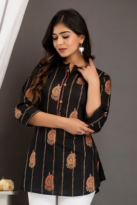 METRONAUT Casual Floral Print Women Black Top