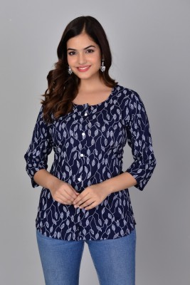 Ravindra Fashions Casual Printed Women Dark Blue, White Top