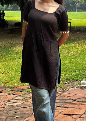 RUTABO Casual Printed Women Black Top