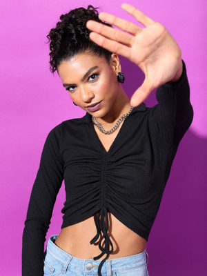 Tokyo Talkies Party Solid Women Black Top