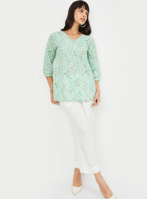 ZIKIGO Casual Printed Women Light Green Top