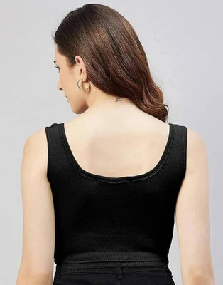 COSYME Casual Solid Women Black Top