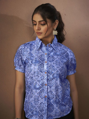 ANOUK Casual Embroidered Women Blue Top