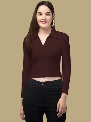 NAVYANKAA Casual Self Design Women Brown Top