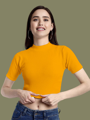 Dream Beauty Fashion Casual Solid Women Yellow Top