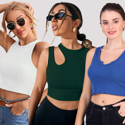 KIK33 Casual Solid Women Multicolor Top