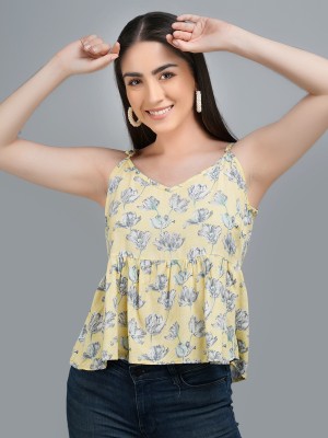 vechii Casual Printed Women Yellow Top