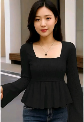 F CORE Casual Solid Women White Top