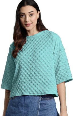 Rahi Trendz Party Self Design Women Light Blue Top