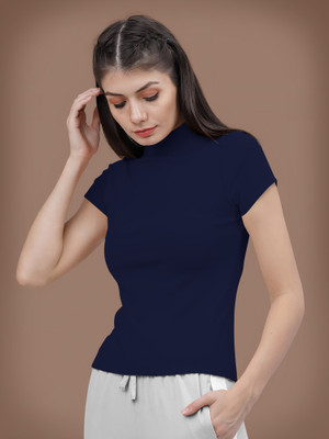 Maheshvi Casual Solid Women Dark Blue Top