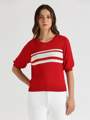 Pepe Jeans Casual Striped Women Red Top