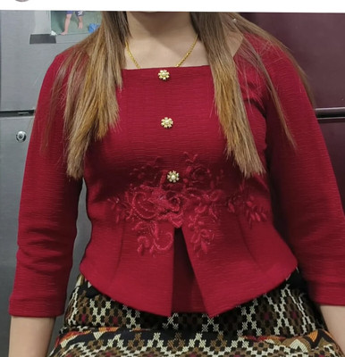 MSFASHIONZ Casual Solid Women Maroon Top