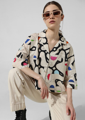 MOXTE Casual Printed Women Beige Top