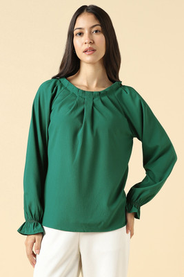 Allen Solly Formal Solid Women Green Top