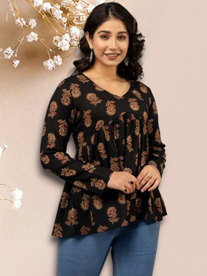 Look Wise Casual Solid Women Black Top