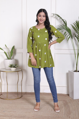 LUCKVIFASHION Casual Printed Women Red Top