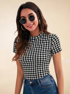 Kashonaa Casual Checkered Women Black Top