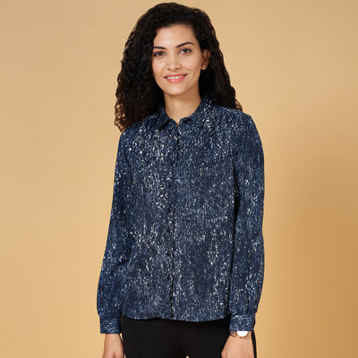 Annabelle by Pantaloons Casual Printed Women Dark Blue Top
