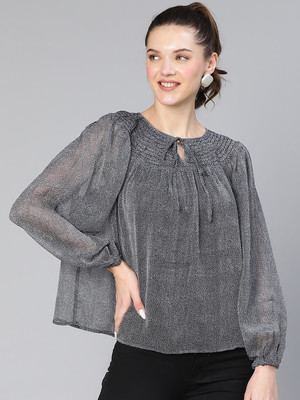 OXOLLOXO Casual Printed Women Grey Top