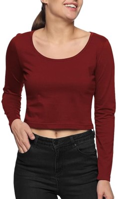 THE BLAZZE Casual Solid Women Maroon Top