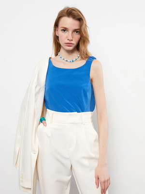LC WaIKIKI Casual Solid Women Blue Top