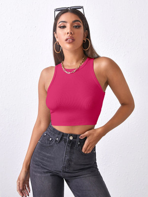 Berry Bird Casual Solid Women Pink Top