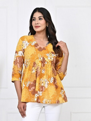 KAAYA Casual Printed Women Yellow Top