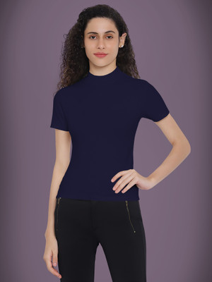 Kashonaa Casual Solid Women Dark Blue Top