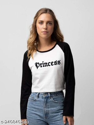 Rivaem Casual Printed Women Black Top