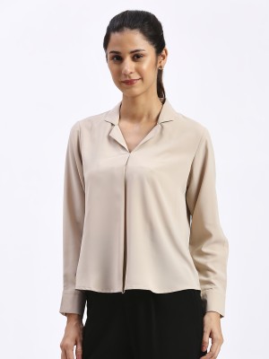 METRONAUT Casual Solid Women Beige Top