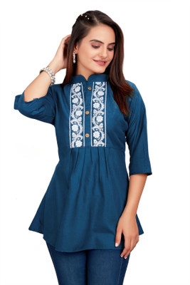 PINIVA FASHION Casual Embroidered Women Multicolor Top