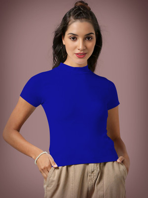 Dream Beauty Fashion Casual Solid Women Blue Top