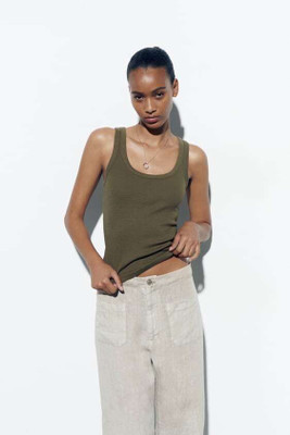 Styvibe Casual Solid Women Dark Green Top