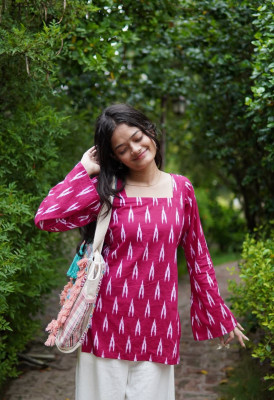 RUTABO Casual Printed Women Pink Top