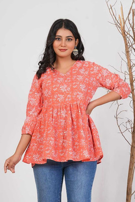 VASTRIQUE Party Printed Women Orange Top