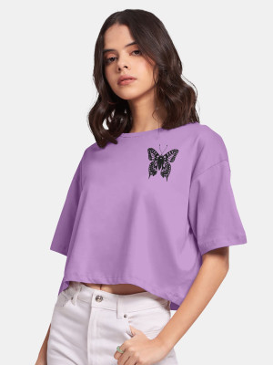 hkCreation Casual Graphic Print Women Purple Top