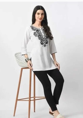 Farhat fashion Casual Embroidered Women White Top