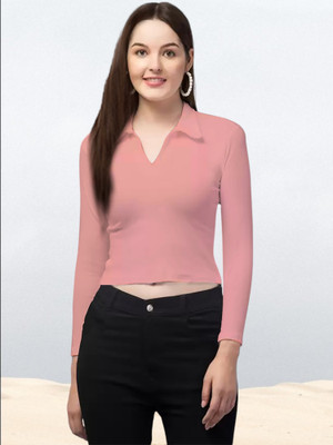 Maheshvi Casual Solid Women Pink Top