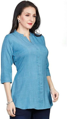 Nioni Casual Printed Women Blue Top