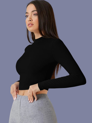 Kashonaa Casual Solid Women Black Top