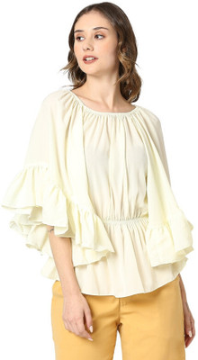 AMMARZO Casual Solid Women Yellow Top