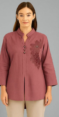 Arfashionhouse Casual Embroidered Women Pink Top