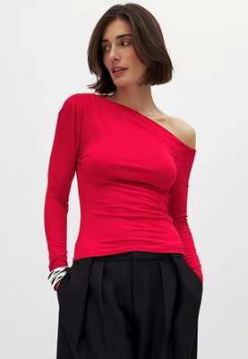 SIGHTBOMB Casual Solid Women Red Top