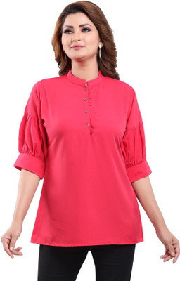 Keshubaba Casual Solid Women Pink Top