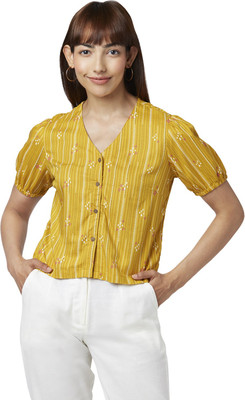 Akkriti by Pantaloons Casual Printed Women Yellow Top