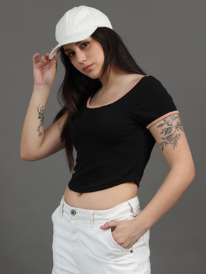 Roadster Casual Solid Women Black Top